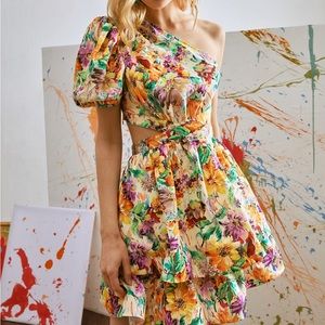 Floral Fun: One-Shoulder Delight
